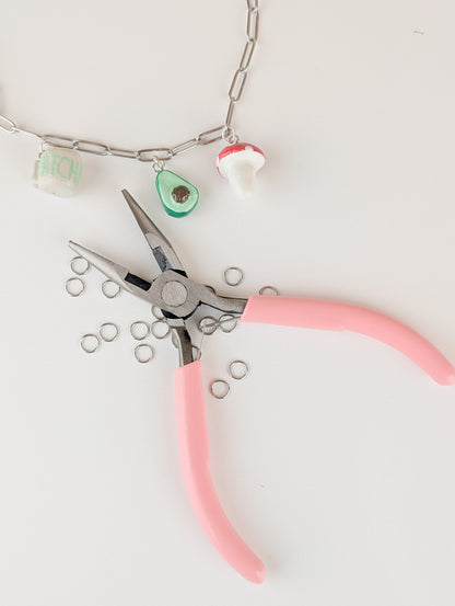 pasidaryk pats kūrybinis pakabuko rinkinys, grandinėlė auksinė, replės ir instrukcija
