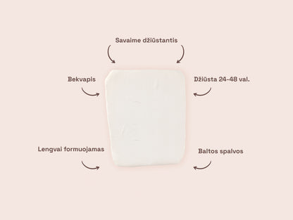 Ore savaime džiūstantis molis formuojamas kuriant dekoracijas, bekvapis, aukštos kokybės iš Europos. Tinkamas kurybiniams rinkiniams, pasidayk pats, terapijai.