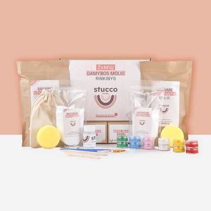 Ore savaime džiūstantis molis ir pilnas rinkinys skirtas formuoti dekoracijas, aukštos kokybės iš Europos. Tinkamas vaikams ir suaugusiems, dovanoms, pasidayk pats, terapijai. SU biriu vašku skirtu žvakių lipdymui. Be eterinio