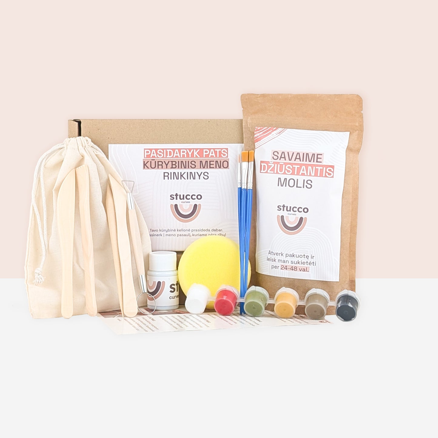 Ore savaime džiūstantis molis ir pilnas rinkinys skirtas formuoti dekoracijas, aukštos kokybės iš Europos. Pasteliniu spalvų. Tinkamas vaikams ir suaugusiems, dovanoms, pasidayk pats, terapijai.