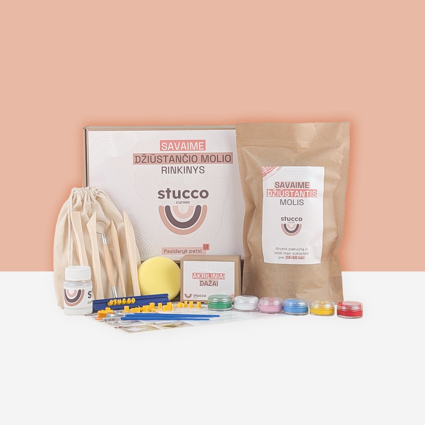 Ore savaime džiūstantis molis ir pilnas rinkinys skirtas formuoti dekoracijas, aukštos kokybės iš Europos. Tinkamas vaikams ir suaugusiems, dovanoms, pasidayk pats, terapijai. viengubas, spalvotas